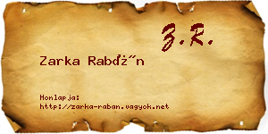 Zarka Rabán névjegykártya